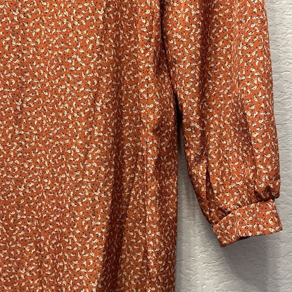 Everly Dress Womens Small Cottagecore Boho Lined 3/4 Sleeve Shift Knee Length - Picture 10 of 12